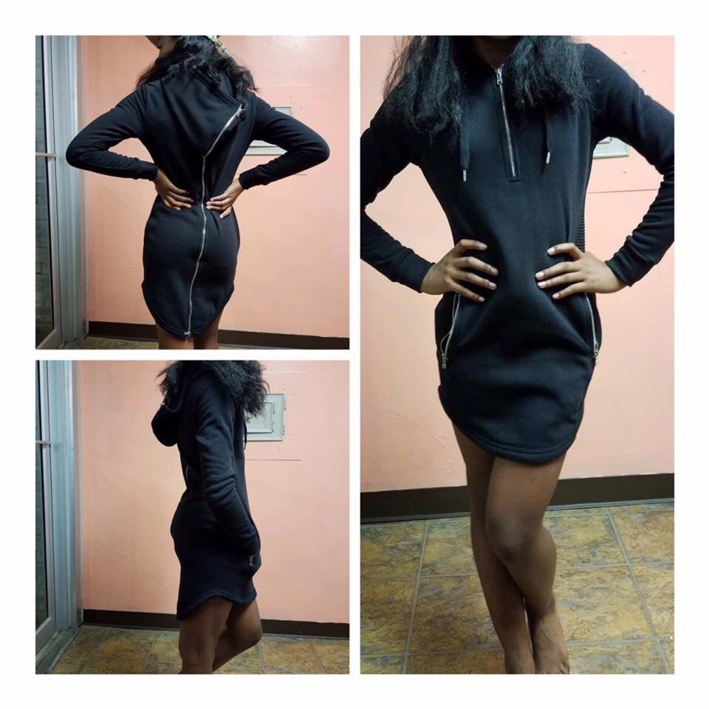 Hooded zip up dress
